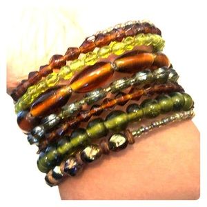 Beaded slinky coil bracelet